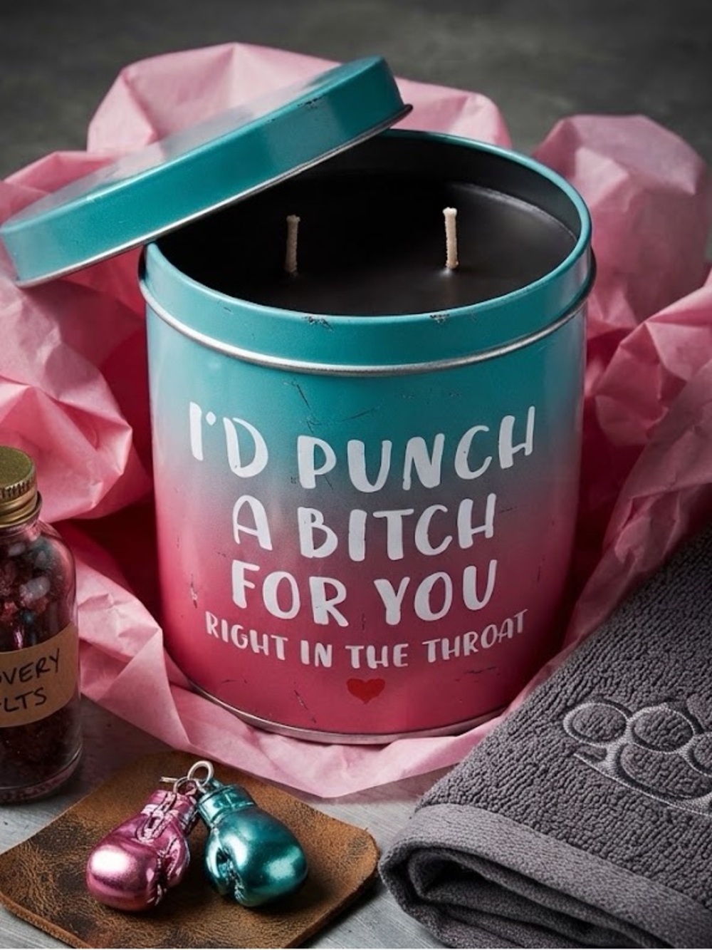 Funny Candle Gift “I’d punch a b**% for you” new in box